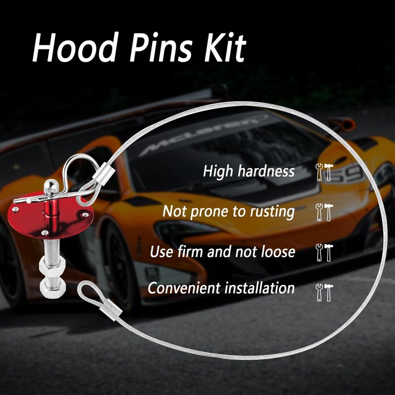 Stacool Stainless Steel Hood Pins Kit - Quick Latch for Reducing Shaking - Universal Automotive Exterior Accessories for Cars, SUVs, Trucks (Red) - Image 4